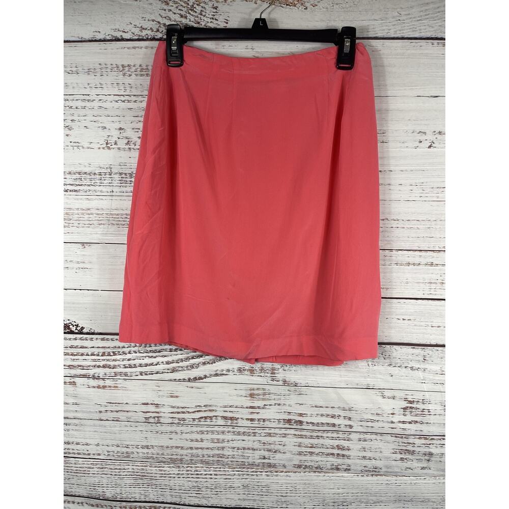 Victoria Holley Skirt Women's 6 Petite Pink Silk Lined Pencil Back Slit Knee
